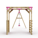 Rebo Wooden Garden Swing Set with Monkey Bars - Solar Pink