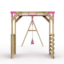 Rebo Wooden Garden Swing Set with Monkey Bars - Venus Pink