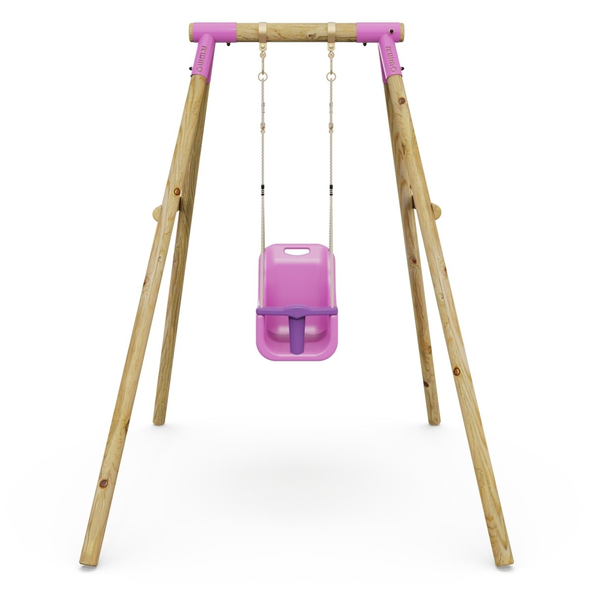 Rebo Pluto Baby Wooden Garden Swing Set - Pink | OutdoorToys