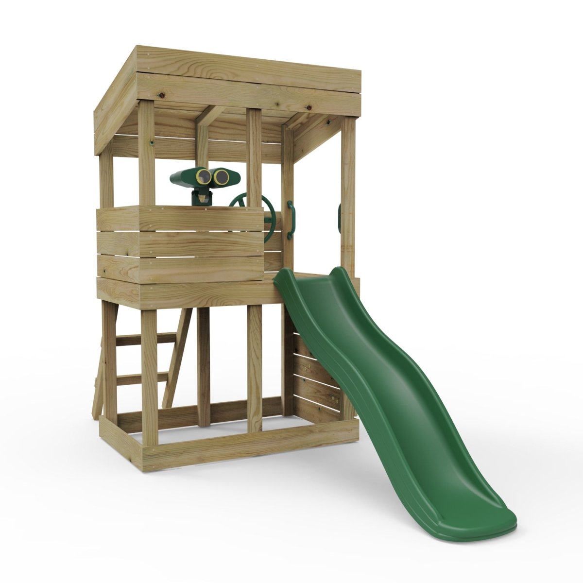 Rebo Wooden Lookout Tower Playhouse with 6ft Slide - Lookout with Adventure Pack