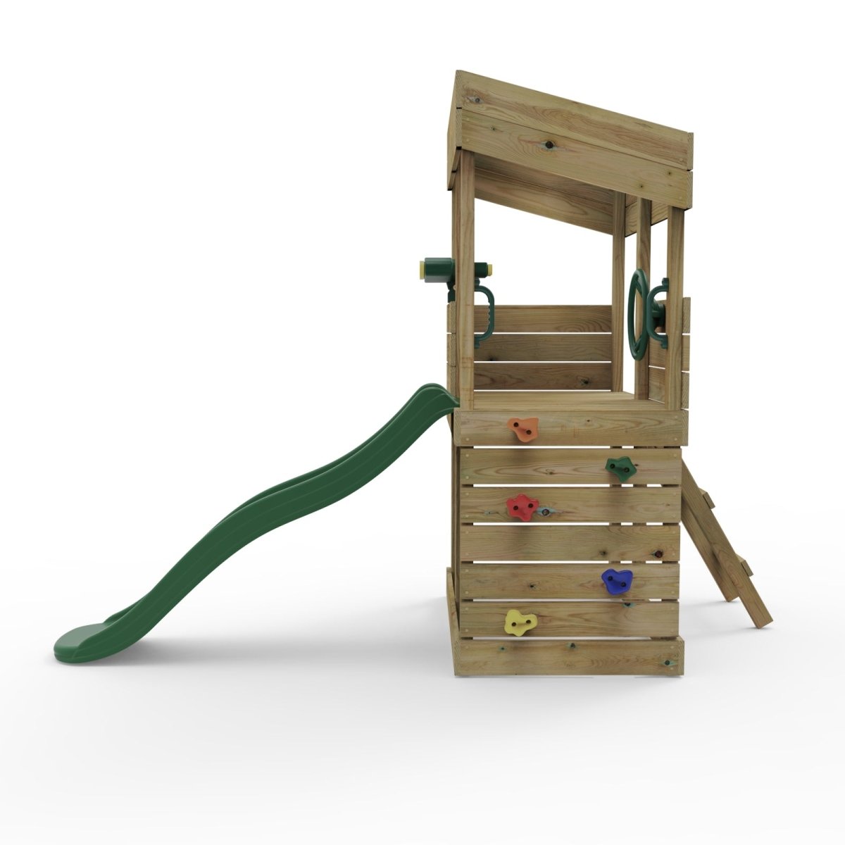 Rebo Wooden Lookout Tower Playhouse with 6ft Slide - Lookout with Adventure Pack
