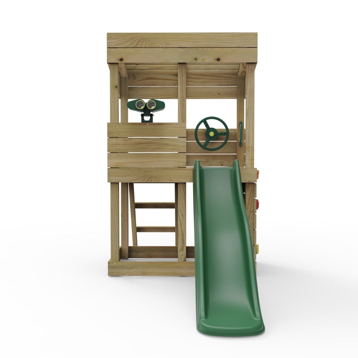 Rebo Wooden Lookout Tower Playhouse with 6ft Slide - Lookout with Adventure Pack