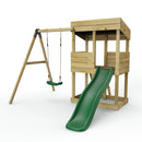 Rebo Wooden Lookout Tower Playhouse with 6ft Slide & Swing - Arches