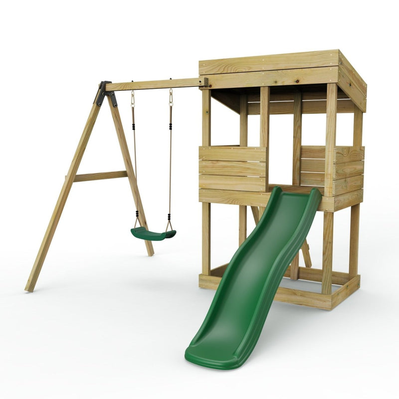 Rebo Bryce Lookout Tower Playhouse with 6ft Slide Swing