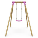 Rebo Wooden Single Garden Swing Set - Solar Pink
