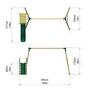 Rebo Wooden Swing Set plus Deck & Slide - Halley Green