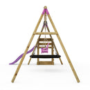 Rebo Wooden Swing Set plus Deck & Slide - Halley Pink