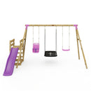 Rebo Wooden Swing Set plus Deck & Slide - Halley Pink