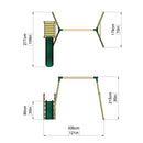 Rebo Wooden Swing Set plus Deck & Slide - Janus Green