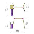 Rebo Wooden Swing Set plus Deck & Slide - Luna Pink