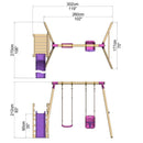 Rebo Double Swing Set with Slide - Luna Purple