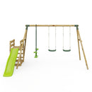 Rebo Wooden Swing Set plus Deck & Slide - Neptune Green