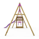 Rebo Wooden Swing Set plus Deck & Slide - Neptune Pink