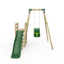 Rebo Wooden Swing Set plus Deck & Slide - Pluto Green