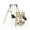 Rebo Wooden Swing Set plus Deck & Slide - Pluto Green