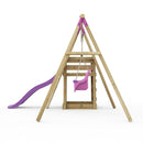 Rebo Wooden Swing Set plus Deck & Slide - Pluto Pink