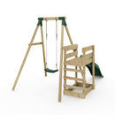 Rebo Wooden Swing Set plus Deck & Slide - Solar Green