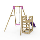 Rebo Wooden Swing Set plus Deck & Slide - Solar Pink