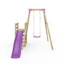 Rebo Wooden Swing Set plus Deck & Slide - Solar Pink