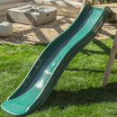 Rebo Wooden Swing Set with Deck and Slide plus Up and Over Climbing Wall - Pyrite