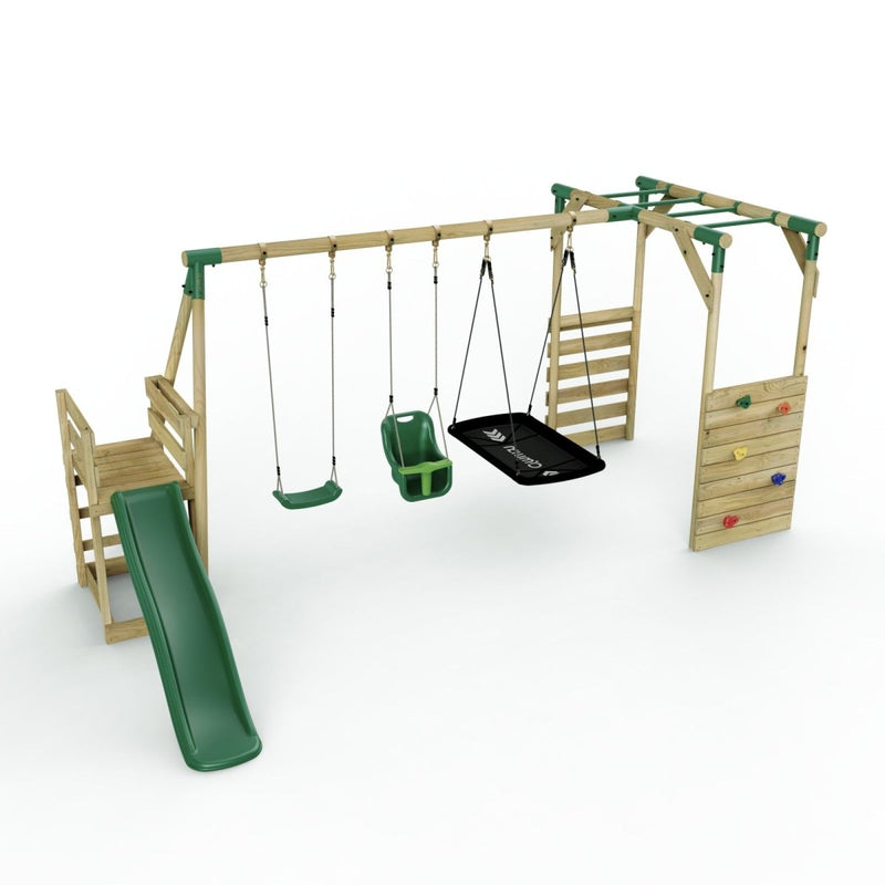 Rebo Halley Pink Swing Set with Monkey Bars, Deck & Slide Rebo Halley Pink Swing Set with Monkey Bars, Deck & Slide