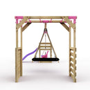 Rebo Wooden Swing Set with Monkey Bars plus Deck & 6ft Slide - Halley Pink