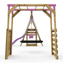 Rebo Wooden Swing Set with Monkey Bars plus Deck & 6ft Slide - Halley Pink