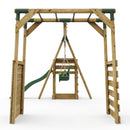 Rebo Wooden Swing Set with Monkey Bars plus Deck & 6ft Slide - Luna Green
