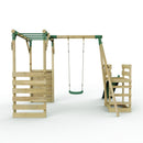 Rebo Wooden Swing Set with Monkey Bars plus Deck & 6ft Slide - Solar Green