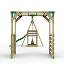 Rebo Wooden Swing Set with Monkey Bars plus Deck & 6ft Slide - Venus Green