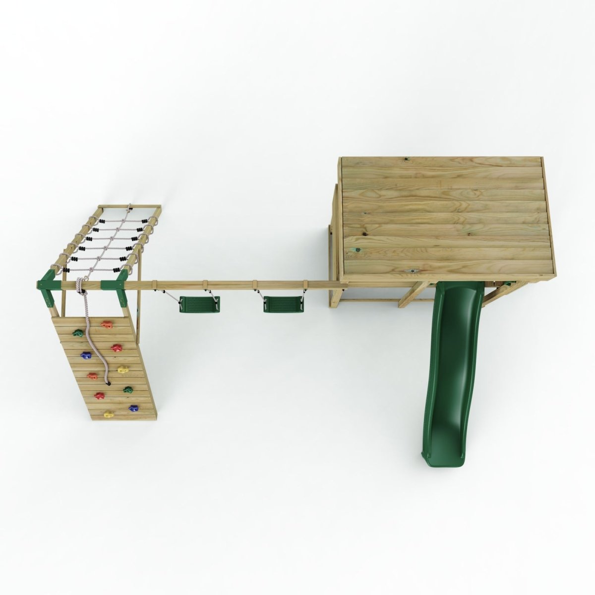 Rebo XL Lookout Tower Playhouse with Double Swing and Climbing Wall plus Slide