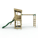 Rebo XL Lookout Tower Playhouse with Double Swing and Monkey Bars plus Climbing Wall plus Slide