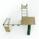 Rebo XL Lookout Tower Playhouse with Double Swing and Monkey Bars plus Climbing Wall plus Slide