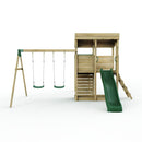 Rebo XL Lookout Tower Playhouse with Double Swing and Monkey Bars plus Slide