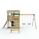 Rebo XL Lookout Tower Playhouse with Double Swing and Monkey Bars plus Slide