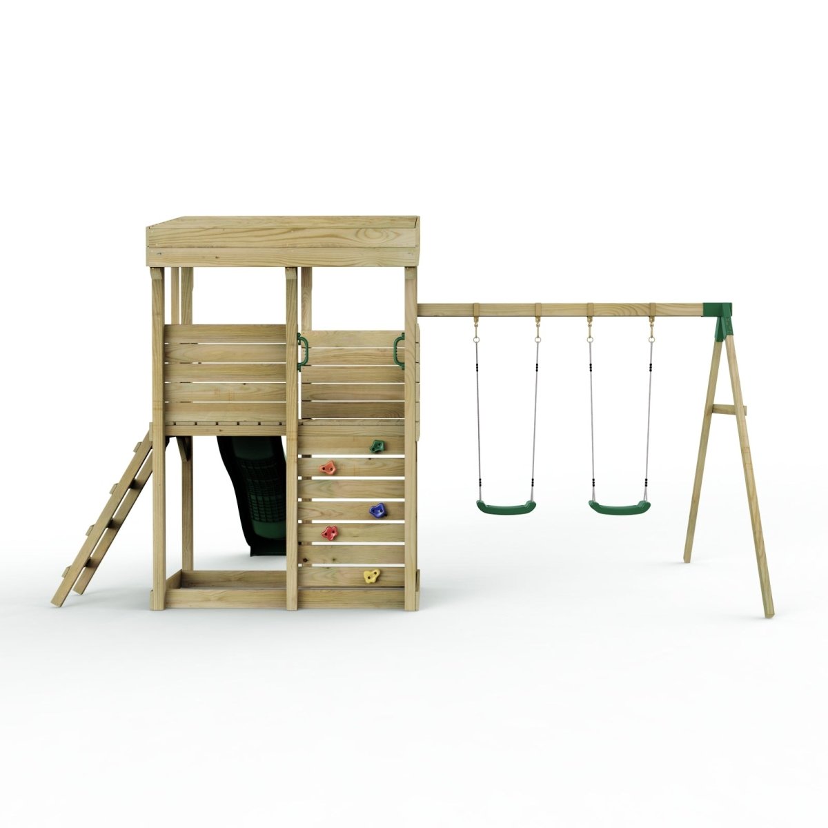 Rebo XL Lookout Tower Playhouse with Double Swing and Slide