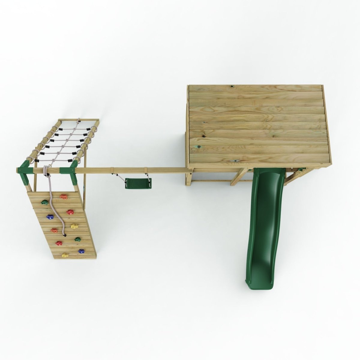 Rebo XL Lookout Tower Playhouse with Single Swing and Climbing Wall plus Slide