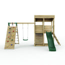 Rebo XL Lookout Tower Playhouse with Single Swing and Climbing Wall plus Slide