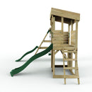Rebo XL Lookout Tower Playhouse with Single Swing and Climbing Wall plus Slides