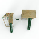 Rebo XL Lookout Tower Playhouse with Single Swing and Climbing Wall plus Slides