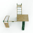 Rebo XL Lookout Tower Playhouse with Single Swing and Monkey Bars plus Climbing Wall and Slide