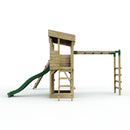 Rebo XL Lookout Tower Playhouse with Single Swing and Monkey Bars plus Climbing Wall and Slide
