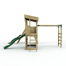 Rebo XL Lookout Tower Playhouse with Single Swing and Monkey Bars plus Climbing Wall and Slides