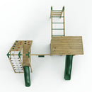 Rebo XL Lookout Tower Playhouse with Single Swing and Monkey Bars plus Climbing Wall and Slides