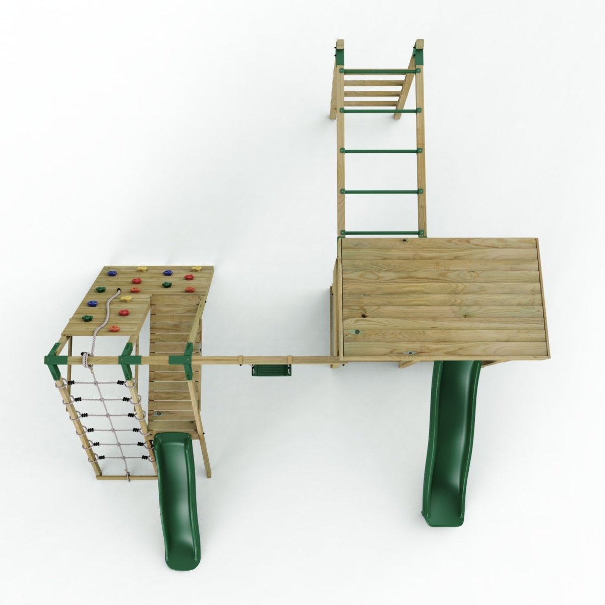 Rebo XL Lookout Tower Playhouse with Single Swing and Monkey Bars plus Climbing Wall and Slides