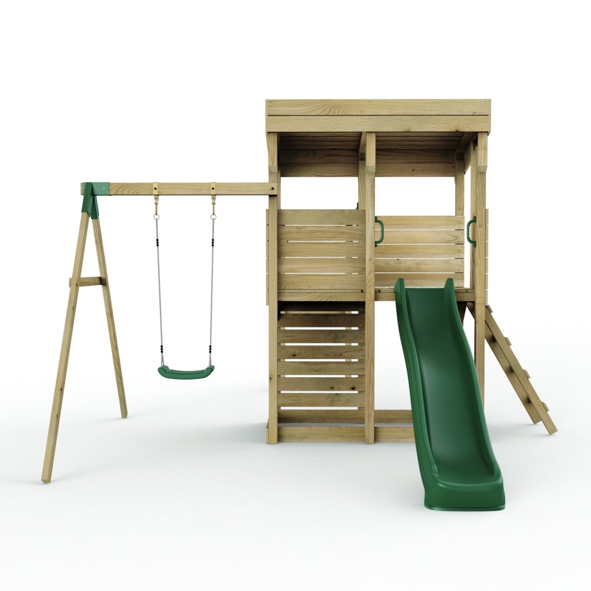 Rebo XL Lookout Tower Playhouse with Single Swing and Monkey Bars plus Slide