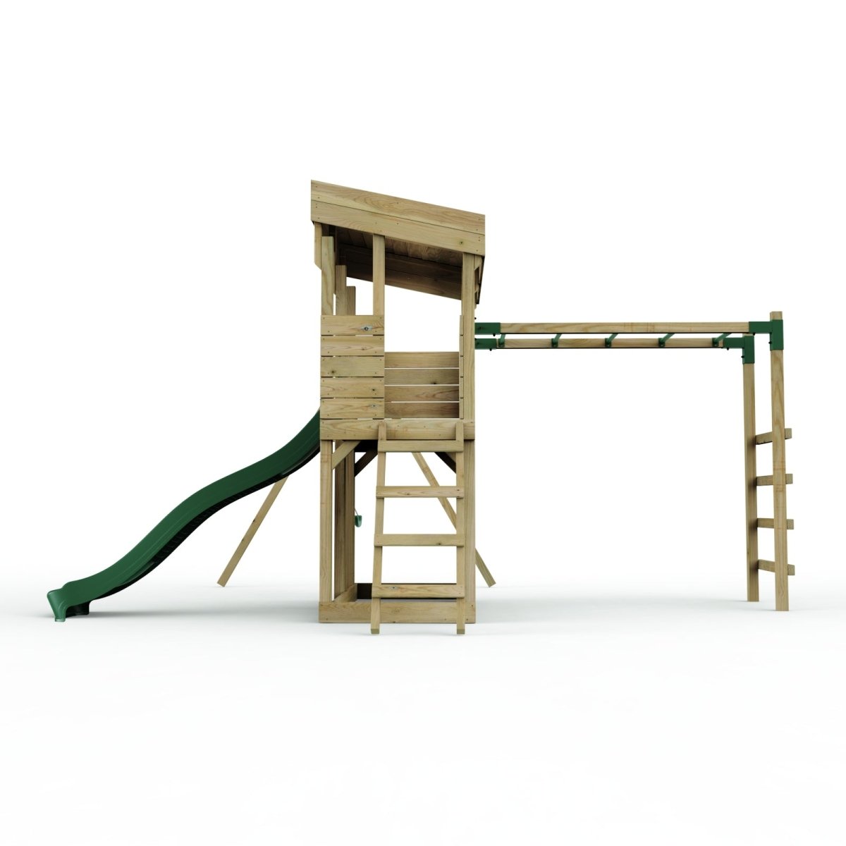 Rebo XL Lookout Tower Playhouse with Single Swing and Monkey Bars plus Slide