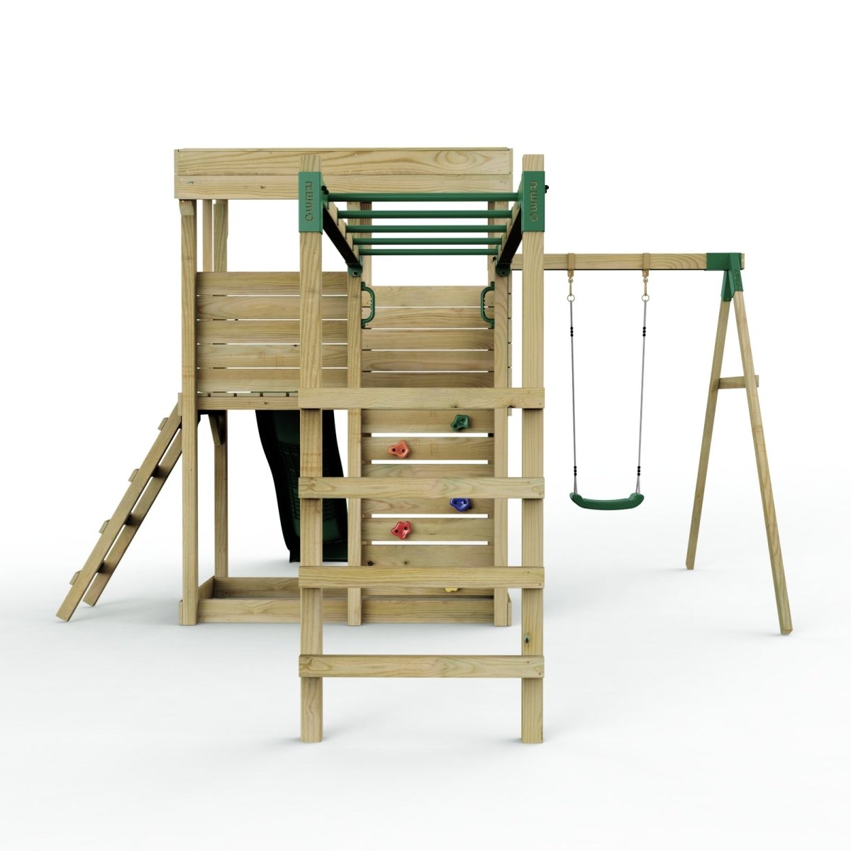 Rebo XL Lookout Tower Playhouse with Single Swing and Monkey Bars plus Slide
