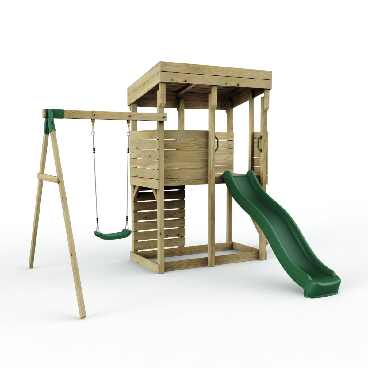 Rebo XL Lookout Tower Playhouse with Single Swing and Slide