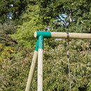 Rebo Wooden Swing Set with Up and Over Climbing Wall - Skye Green